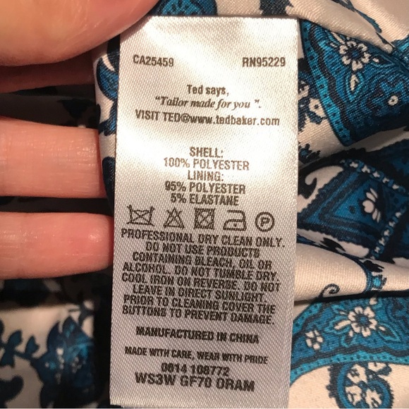 Ted Baker London Oram Paisley Blazer Jacket White and Blue Size US 6 - Picture 7 of 10